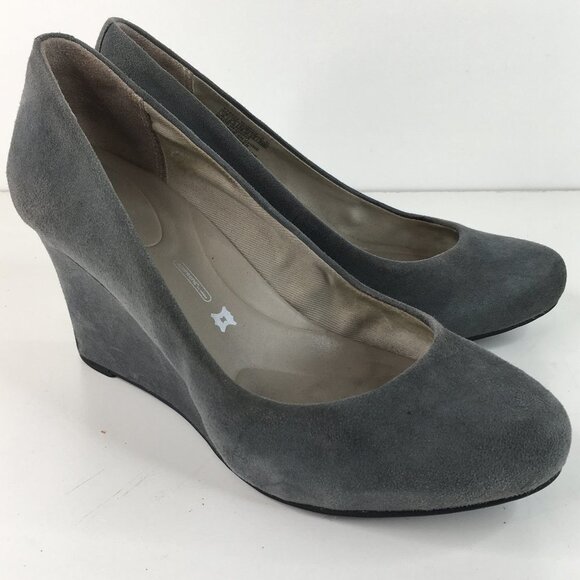 Rockport Suede Gray Wedges Heel Size 8 - Picture 1 of 10